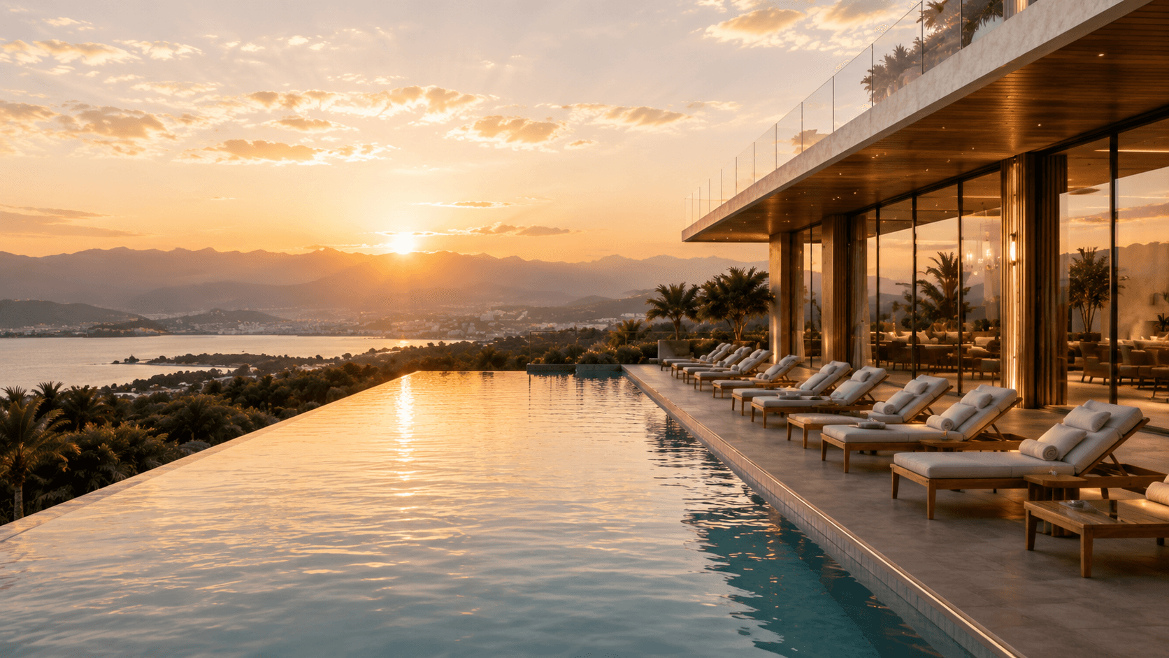 Illustrative image: sunlit outdoor living space at golden hour