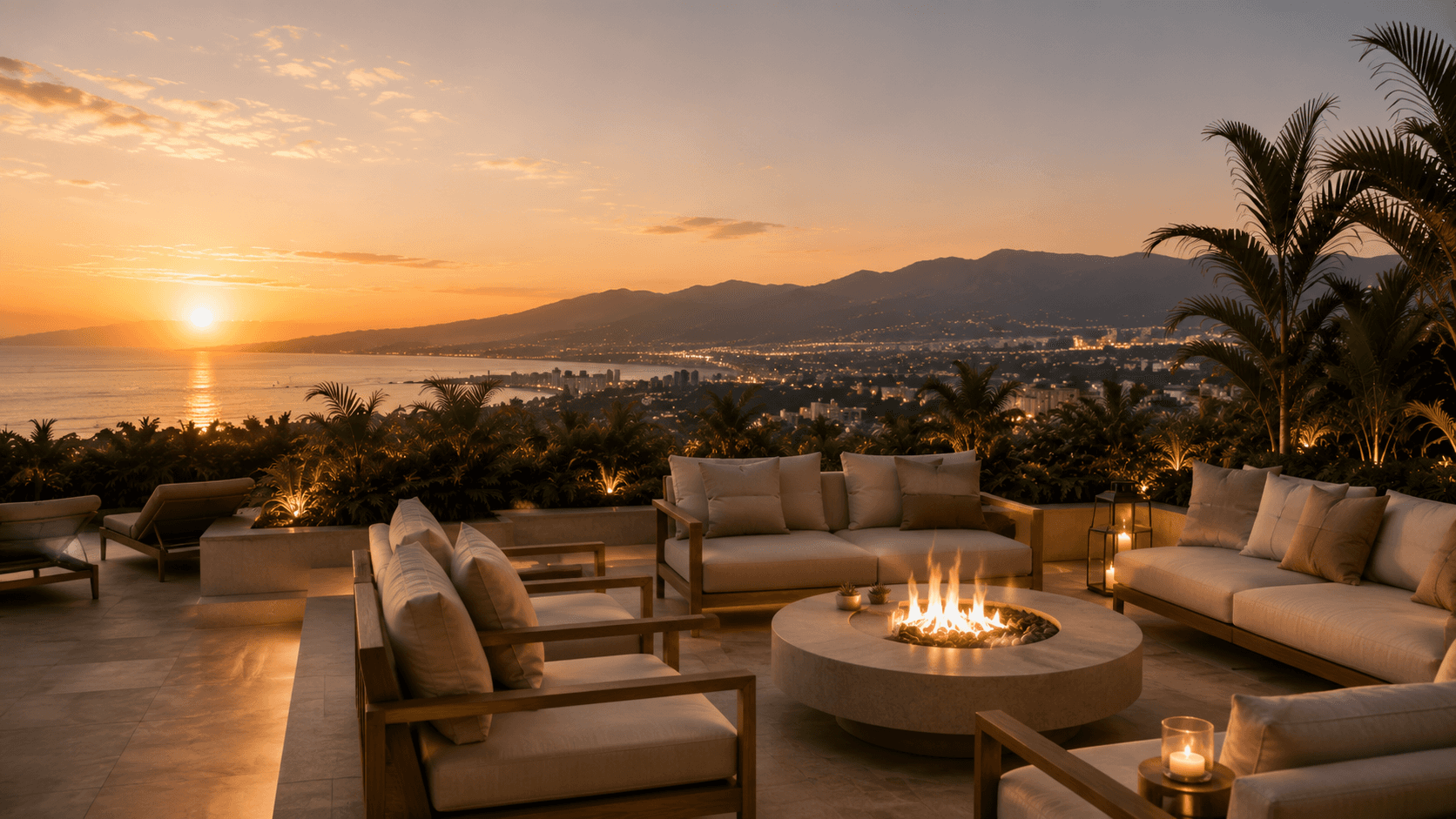 Illustrative image: warm terrace at sunset, calm home atmosphere